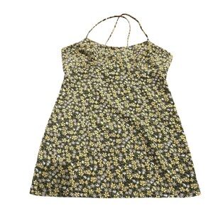 Vintage Express Green Mod Floral Y2K mini dress size 10
